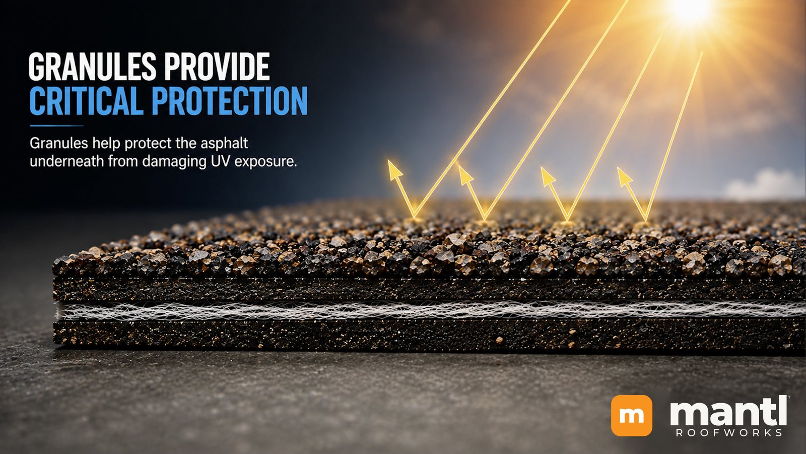 Granules provide critical protection by shielding the asphalt underneath from UV
