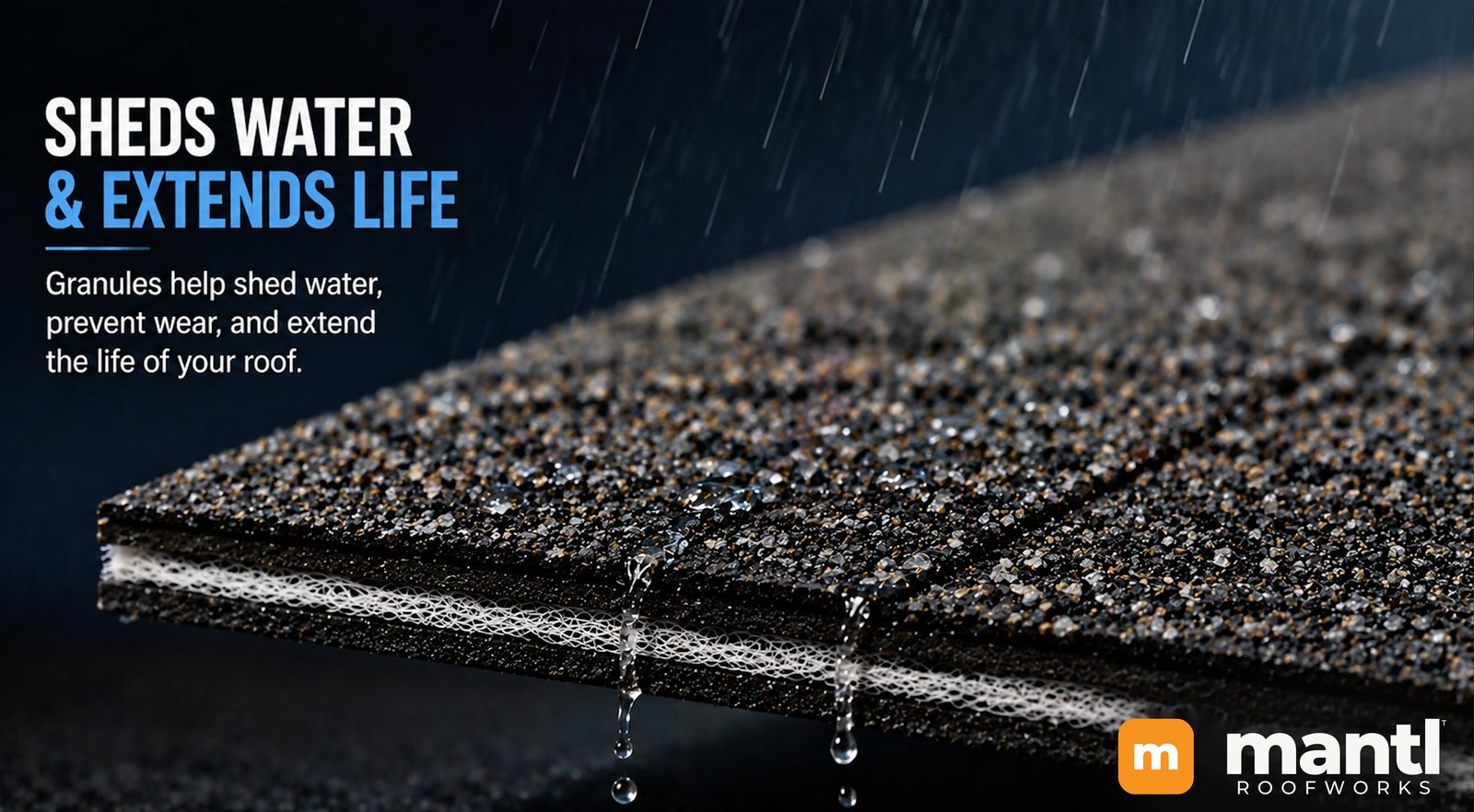Granules shed water, prevent wear and extend the life of the roof