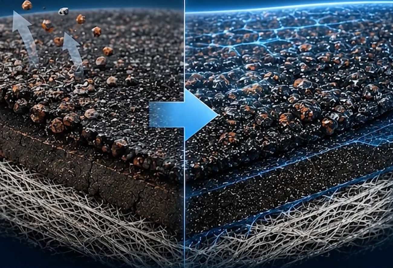 Shingle cross-section before and after Polyacrythane coating